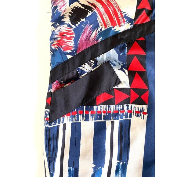 Twelve By Twelve 100% Silk Sleeveless Lined Dress M Red Blue Mod - Picture 6 of 12